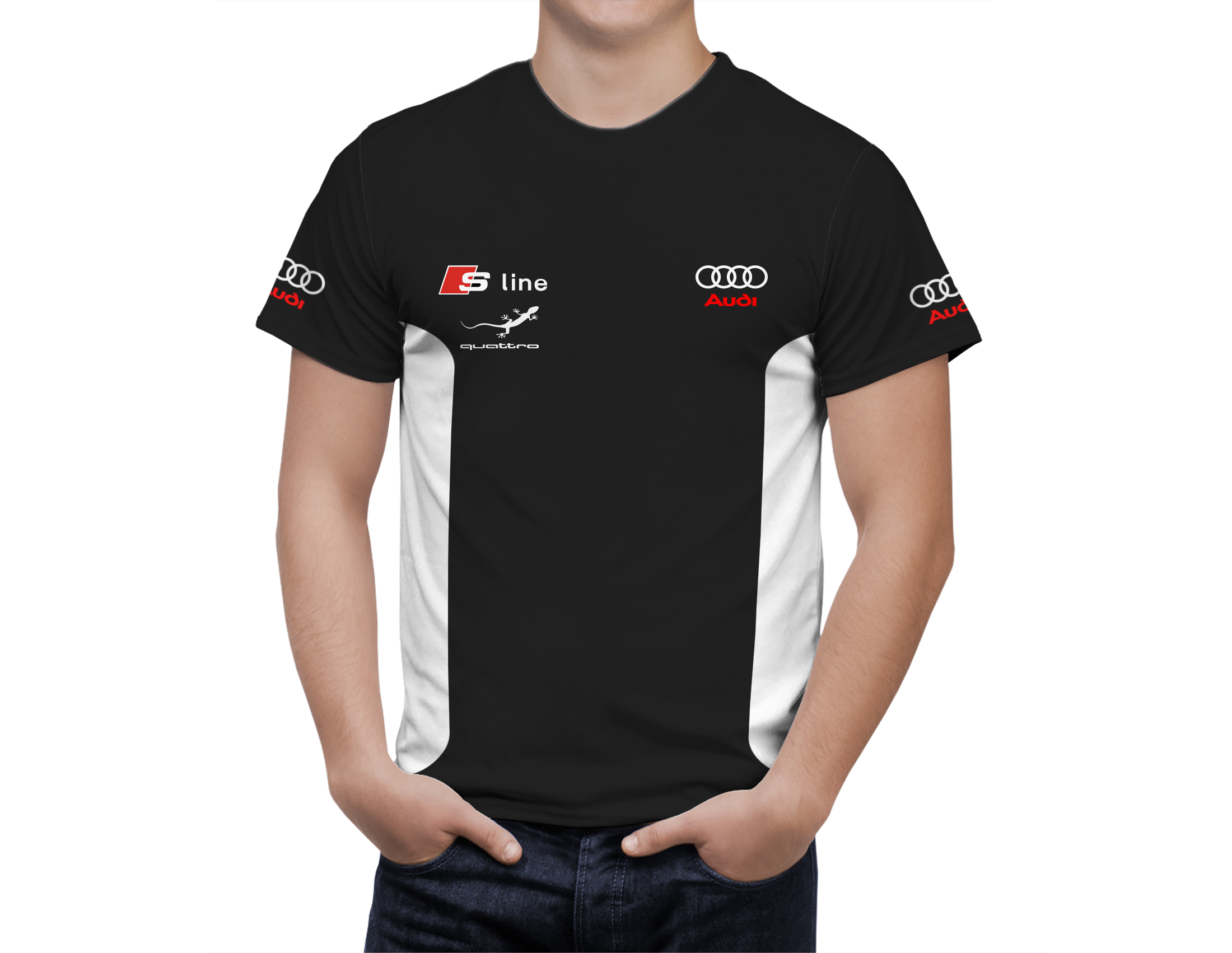 Audi S Line Black White T Shirt